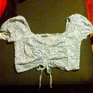Light blue and white Hollister crop top, Size small.